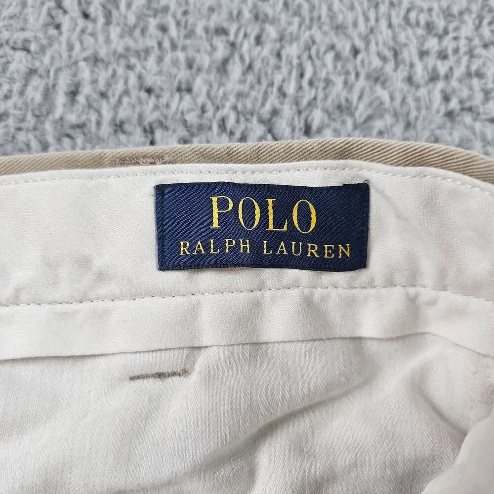 Polo Ralph Lauren Pants Mens 36x30 Beige Chino Classic Flat Front Preppy Casual